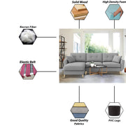 Lizel LHS 4 Seater L Shape Sofa Set for Living Room (Grey Fabric) Premium Velvet Fabric Sofa