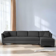 Casaliving Marvin LHS 4 Seater L Shape Sofa Set for Living Room (Black Fabric) Premium Fabric Sofa