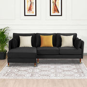 Croosen LHS 4 Seater L Shape Sofa Set for Living Room (Black Colour) Premium Velvet Fabric
