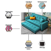 Artic 3 Seater Sofa Cum Bed for Living Room (Black) Premium Velvet Fabric Sofa
