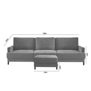 Oudrey 3 Seater Sofa Set with Center Table for Living Room (Grey Colour) Premium Fabric Sofa