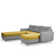 Ashton RHS 4 Seater L Shape Sofa Set with Center Table for Living Room (Yellow Grey Fabric) Premium Fabric Sofa