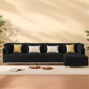 Salina LHS 6 Seater L Shape Sofa Set for Living Room (Black) Premium Fabric Sofa