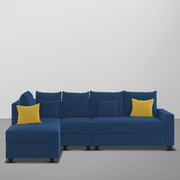 Inclair LHS 6 Seater L Shape Sofa Set for Living Room (Blue Fabric) Premium Fabric Sofa