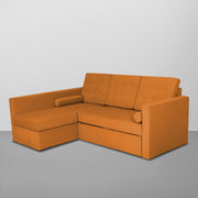 Megan LHS 4 Seater L Shaped Sofa Cum Bed for Living Room (Orange Fabric) Premium Fabric Sofa