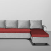Asper RHS 6 Seater L Shape Sofa Set for Living Room (Maroon Grey Fabric) Premium Fabric Sofa