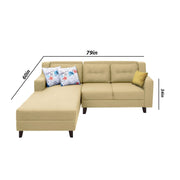 Lifestyle 4 Seater LHS L Shape Sofa Set for Living Room - (Cream Fabric) Premium Fabric Sofa Set
