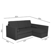 Megan RHS 4 Seater L Shaped Sofa Cum Bed for Living Room (Black Fabric) Premium Fabric Sofa