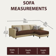 Oslo 4 Seater RHS L Shape Sofa Set for Living Room (Cream Brown Fabric) Premium Fabric Sofa Set for Living Room