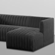 Rowan RHS 4 Seater L Shape Sofa Set for Living Room (Black Fabric) Premium Fabric Sofa
