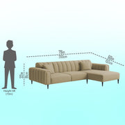 Damian RHS 4 Seater L Shape Sofa Set for Living Room (Cream Colour Fabric) Premium Fabric Sofa Set for Living Room