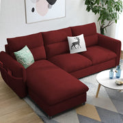 Andon 4 Seater L Shape Sofa Set for Living Room (Maroon Fabric) Left Side Sofa
