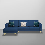 Falco LHS 4 Seater L Shape Sofa Set for Living Room (Blue Fabric) Premium Fabric Sofa
