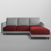 Swaloni RHS 4 Seater L Shape Sofa Set for Living Room (Maroon Grey) Premium Fabric Sofa