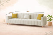 Velour Modern Velvet Sofa, Tufted Design Upholstered 3 Seater Sofa Set for Living Room, (Black Colour) Premium Velvet Fabric Sofa