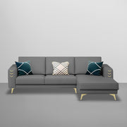 Falco RHS 4 Seater L Shape Sofa Set for Living Room (Dark Grey Fabric) Premium Fabric Sofa