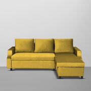 Asper RHS 4 Seater L Shape Sofa Set for Living Room (Yellow Fabric) Premium Fabric Sofa