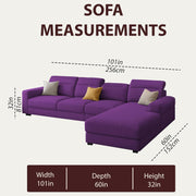 Orion RHS 6 Seater L Shape Sofa Set for Living Room (Purple Colour) Premium Fabric Sofa