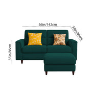 Casaliving Nancy 2 Seater with Ottoman Sofa Set for Living Room (Black Colour) Premium Fabric Sofa Set