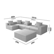Sheron U Shaped Compressed Sofa Set for Living Room with Spacious Boucle Couch Set Living Rooms, (Grey Fabric) Premium Fabric U Shape Sofa for Living Room