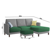 Swaloni RHS 4 Seater L Shape Sofa Set with Center Table for Living Room (Green Grey) Premium Fabric Sofa