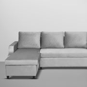Asper LHS 4 Seater L Shape Sofa Set for Living Room (Grey Fabric) Premium Fabric Sofa