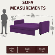 Clifton 3 Seater Sofa Cum Bed for Living Room (Purple Fabric) Premium Fabric Sofa