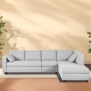 Dorian RHS 6 Seater L Shape Sofa Set for Living Room (Grey Fabric) Premium Fabric Sofa