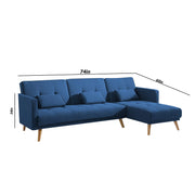 Convertible Futon RHS 4 Seater Sofa Cum Bed with Adjustable Backrest Sofa for Living Room (Blue Grey Colour) Premium Fabric Sofa