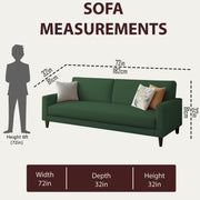 Casaliving Amara 3 Seater Sofa Set for Living Room (Black Green Colour Fabric) Premium Fabric Sofa
