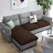 Andon 4 Seater L Shape Sofa Set for Living Room (Brown Grey Fabric) Left Side Sofa