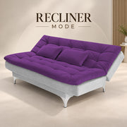 Casaliving Danny Sofa Cum Bed for Living Room Premium Fabric Sofa New 3 Seater Sofa Cum Bed Velvet Fabric with 2 Cushions and Suitable for All Indoor (Black Grey)