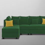 Inclair LHS 6 Seater L Shape Sofa Set for Living Room (Green Fabric) Premium Fabric Sofa