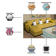 Asser LHS 6 Seater L Shape Sofa Set for Living Room (Yellow) Premium Fabric Sofa