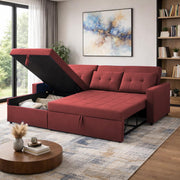 Casaliving Treshta 4 Seater LHS L - Shape Pull-Out Sofa Cum Bed with Storage Sofa for Living Room (Brown Fabric Color) Premium Fabric Sofa Set for Living Room Sofa Cum Bed