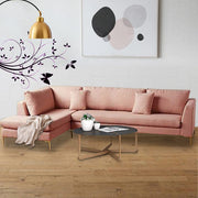 Romeio LHS 6 Seater L Shape Sofa Set for Living Room (Cream Fabric)