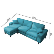 Martin 4 Seater LHS L Shape Sofa Set for Living Room (Turquise Colour Fabric)