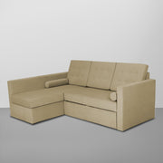 Megan LHS 4 Seater L Shaped Sofa Cum Bed for Living Room (Cream Fabric) Premium Fabric Sofa