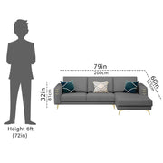 Falco RHS 4 Seater L Shape Sofa Set for Living Room (Dark Grey Fabric) Premium Fabric Sofa