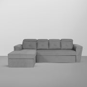 Elvi LHS 6 Seater L Shape Sofa Set for Living Room (Dark Grey Fabric) Premium Fabric Sofa