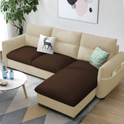 Andon 4 Seater L Shape Sofa Set for Living Room (Cream Brown Fabric) Right Side Sofa