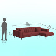 Damian RHS 4 Seater L Shape Sofa Set for Living Room (Maroon Colour Fabric) Premium Fabric Sofa Set for Living Room