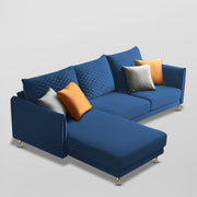 Casaliving Stanly LHS 4 Seater L Shape Sofa with Center Table for Living Room (Blue Fabric)