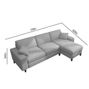 Martin 4 Seater RHS L Shape Sofa Set for Living Room (Grey Colour Fabric)