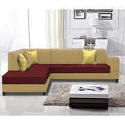 Rio 6 Seater L Shape Sofa for Living Room | Color - Cream Maroon Leatherette | Left Side Sofa