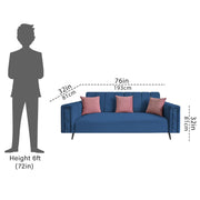 Casaliving Froster 3 Seater Sofa Set for Living Room (Blue Fabric) Premium Fabric Sofa