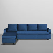 Asper LHS 6 Seater L Shape Sofa Set for Living Room (Blue Fabric) Premium Fabric Sofa