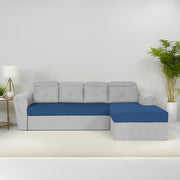 Elvi RHS 6 Seater L Shape Sofa Set for Living Room (Brown Grey Fabric) Premium Fabric Sofa