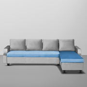Asper RHS 6 Seater L Shape Sofa Set for Living Room (Turquise Grey Fabric) Premium Fabric Sofa