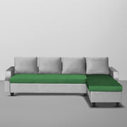 Asper RHS 6 Seater L Shape Sofa Set for Living Room (Green Grey Fabric) Premium Fabric Sofa